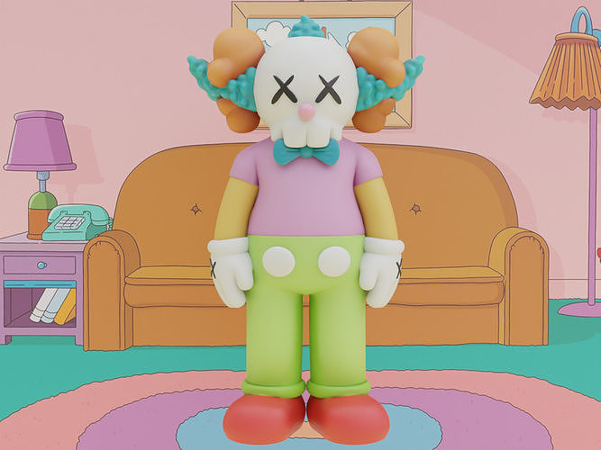 Kaws x Krusty The Clown Simpsons Collectible Art Toy Low-poly 3D model