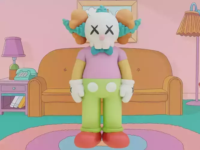 Kaws x Krusty The Clown Simpsons Collectible Art Toy