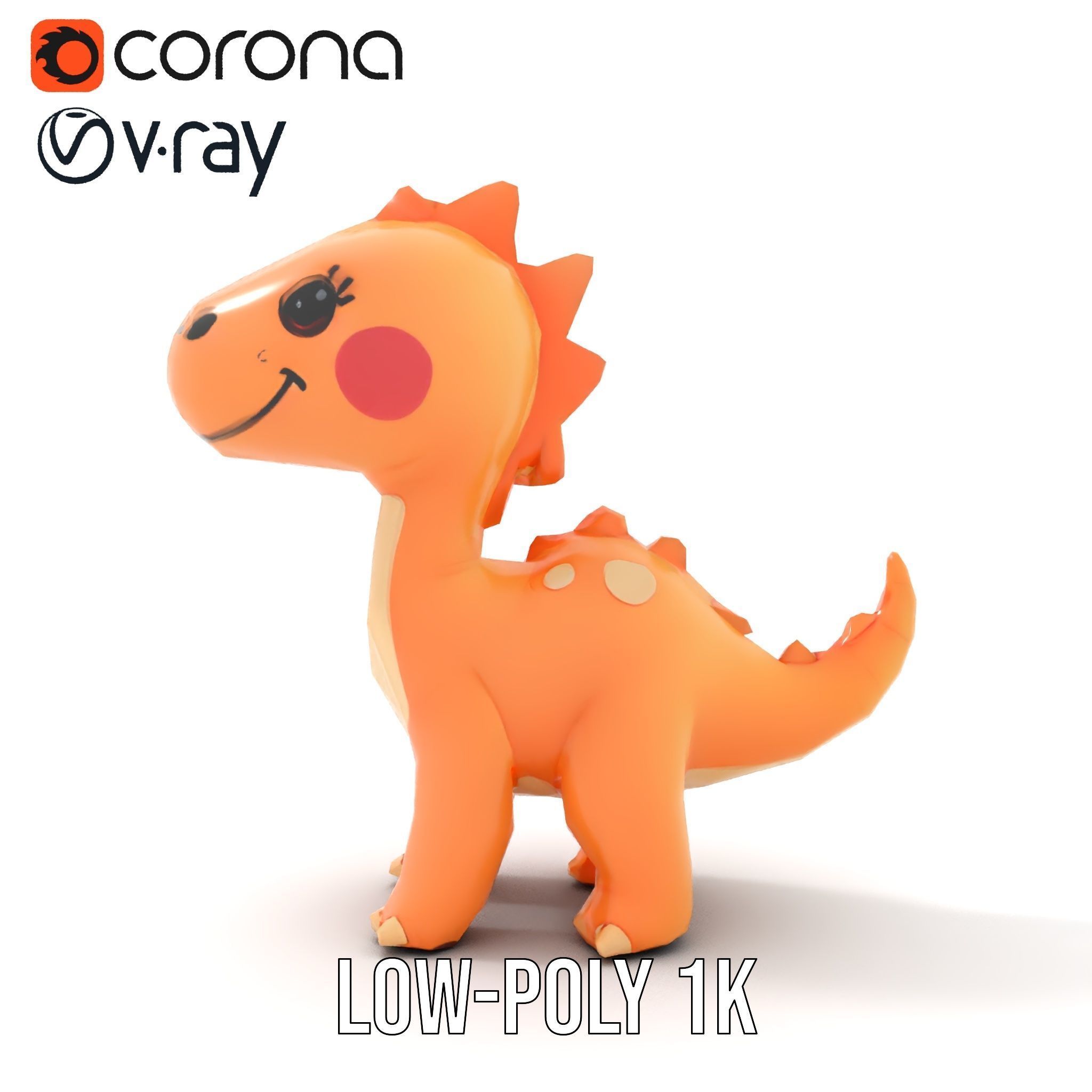 Cute Dinosaur Model Pack for D Rendering and Games Low-poly 3D model_12