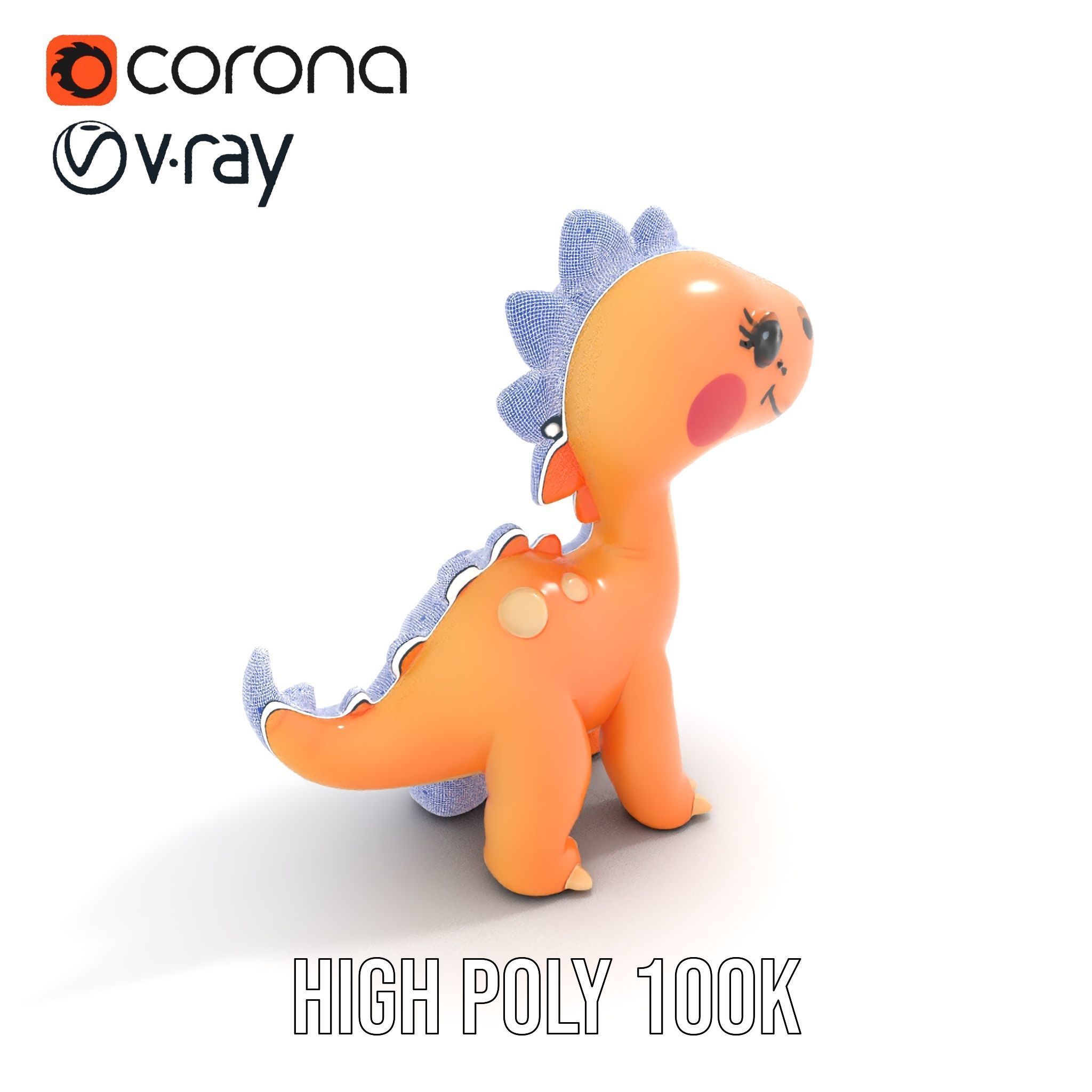 Cute Dinosaur Model Pack for D Rendering and Games Low-poly 3D model_23