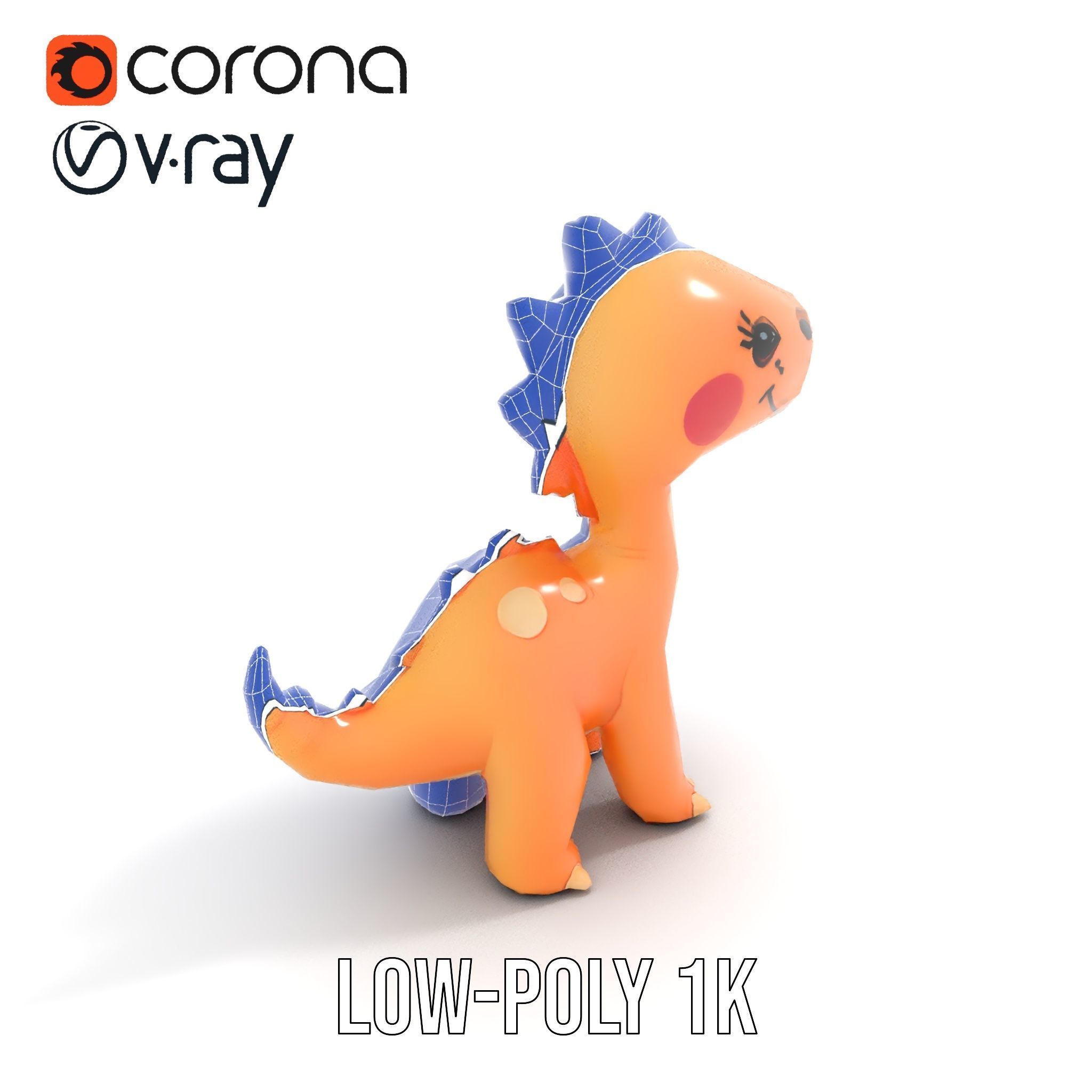 Cute Dinosaur Model Pack for D Rendering and Games Low-poly 3D model_22