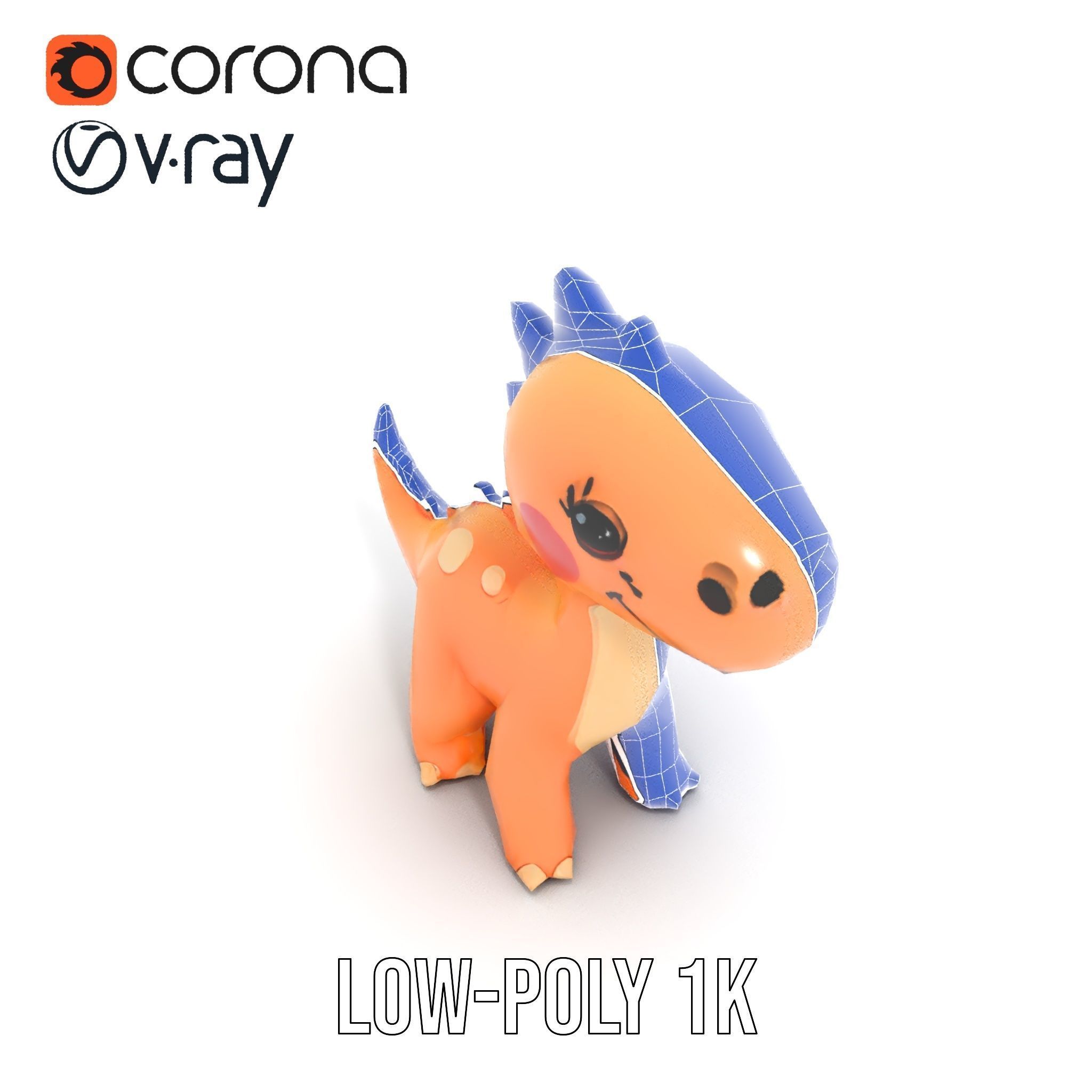 Cute Dinosaur Model Pack for D Rendering and Games Low-poly 3D model_16