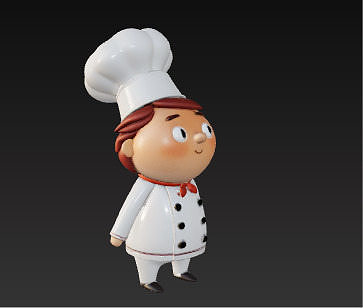 Cute 3D Chef Character with Big Hat and White Uniform Low-poly 3D model 4