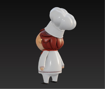 Cute 3D Chef Character with Big Hat and White Uniform Low-poly 3D model_9