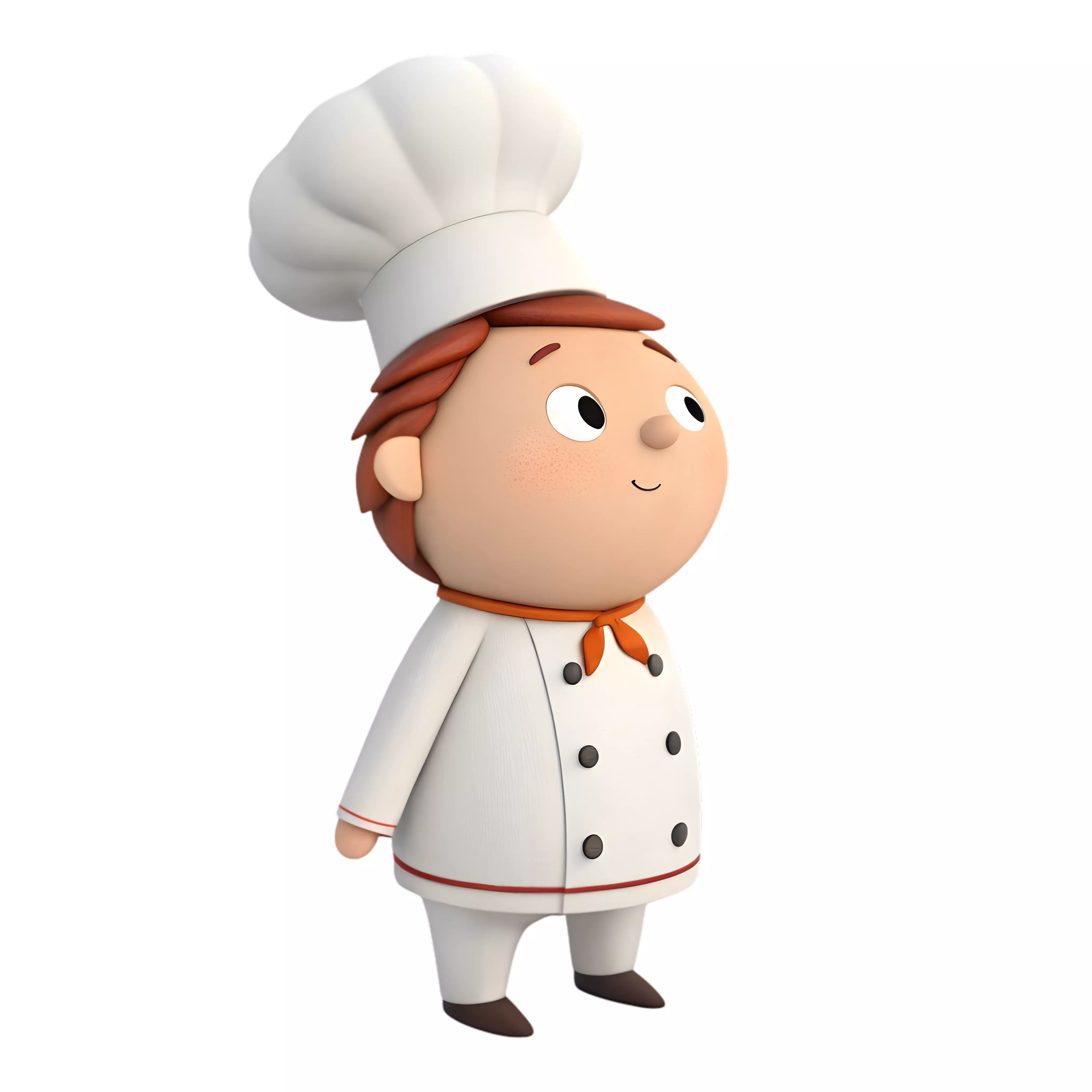Cute 3D Chef Character with Big Hat and White Uniform Low-poly 3D model_0