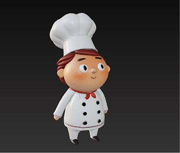 Cute 3D Chef Character with Big Hat and White Uniform Low-poly 3D model 3