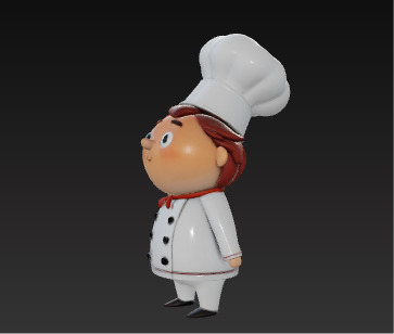 Cute 3D Chef Character with Big Hat and White Uniform Low-poly 3D model_11
