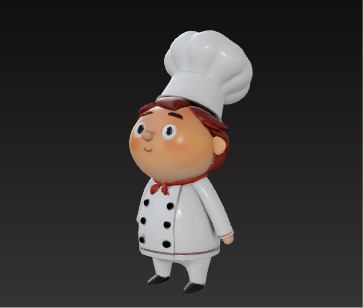 Cute 3D Chef Character with Big Hat and White Uniform Low-poly 3D model_12