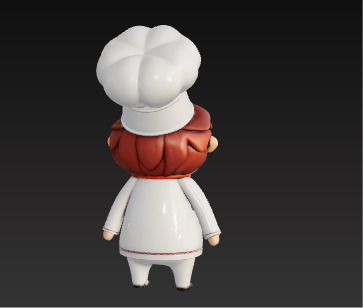 Cute 3D Chef Character with Big Hat and White Uniform Low-poly 3D model_7