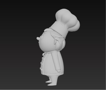 Cute 3D Chef Character with Big Hat and White Uniform Low-poly 3D model_16