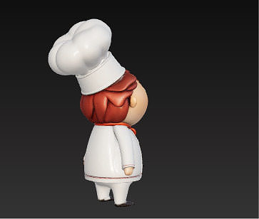 Cute 3D Chef Character with Big Hat and White Uniform Low-poly 3D model 7