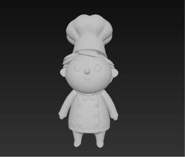 Cute 3D Chef Character with Big Hat and White Uniform Low-poly 3D model_13