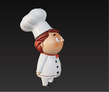 Cute 3D Chef Character with Big Hat and White Uniform Low-poly 3D model 5