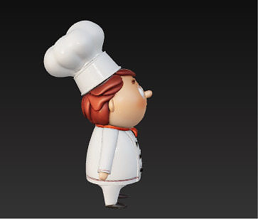 Cute 3D Chef Character with Big Hat and White Uniform Low-poly 3D model 6