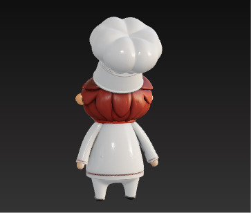 Cute 3D Chef Character with Big Hat and White Uniform Low-poly 3D model_8