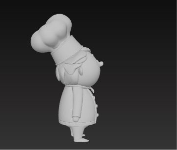 Cute 3D Chef Character with Big Hat and White Uniform Low-poly 3D model_14