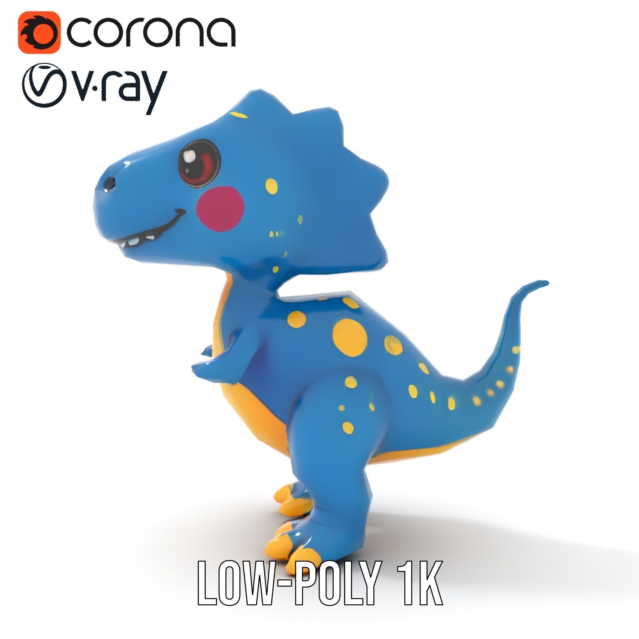 Cartoon Dinosaur Model Pack Low-poly 3D model_16