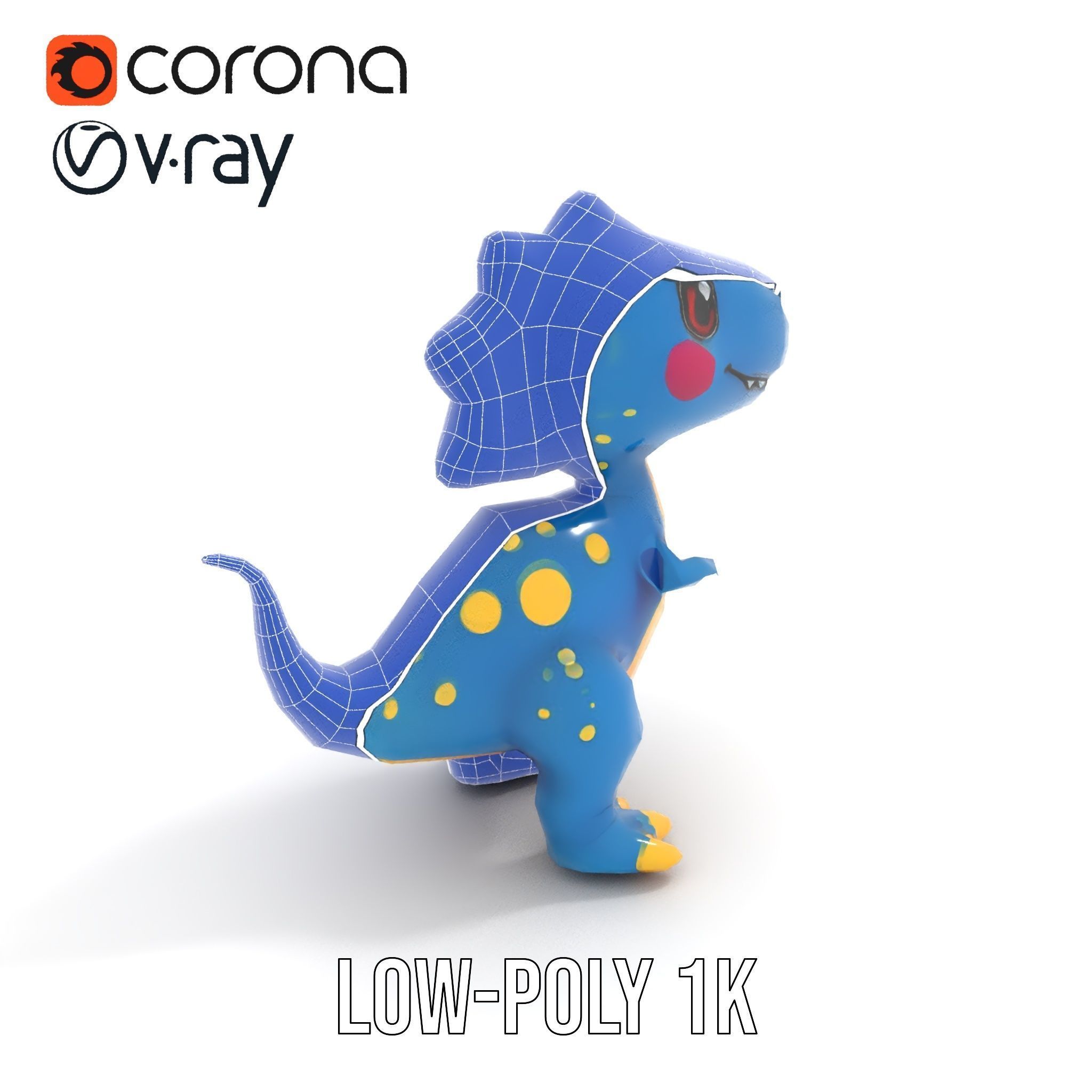 Cartoon Dinosaur Model Pack Low-poly 3D model_22