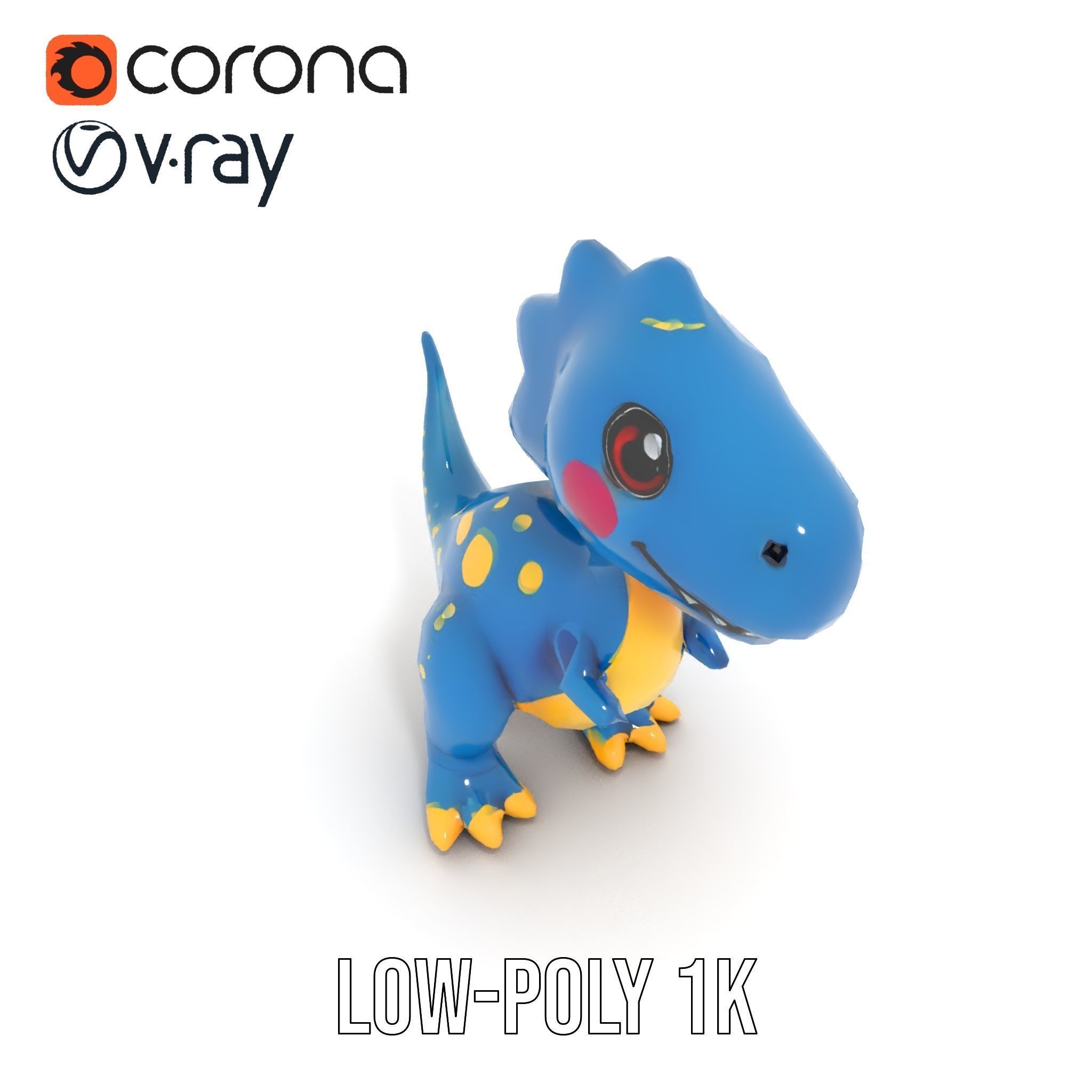 Cartoon Dinosaur Model Pack Low-poly 3D model_12
