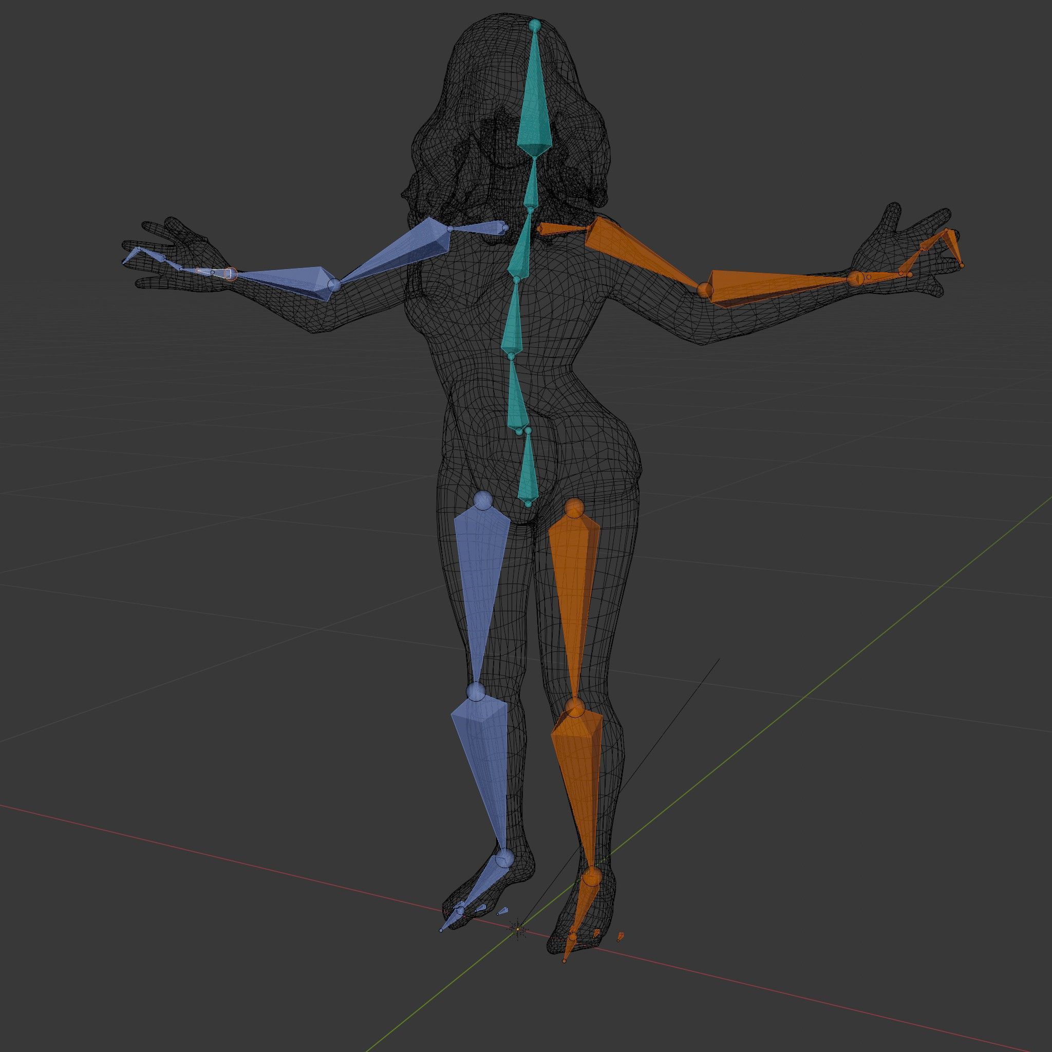 Redhead Female Swimsuit Model  Rigged and Animated Low-poly 3D model_5