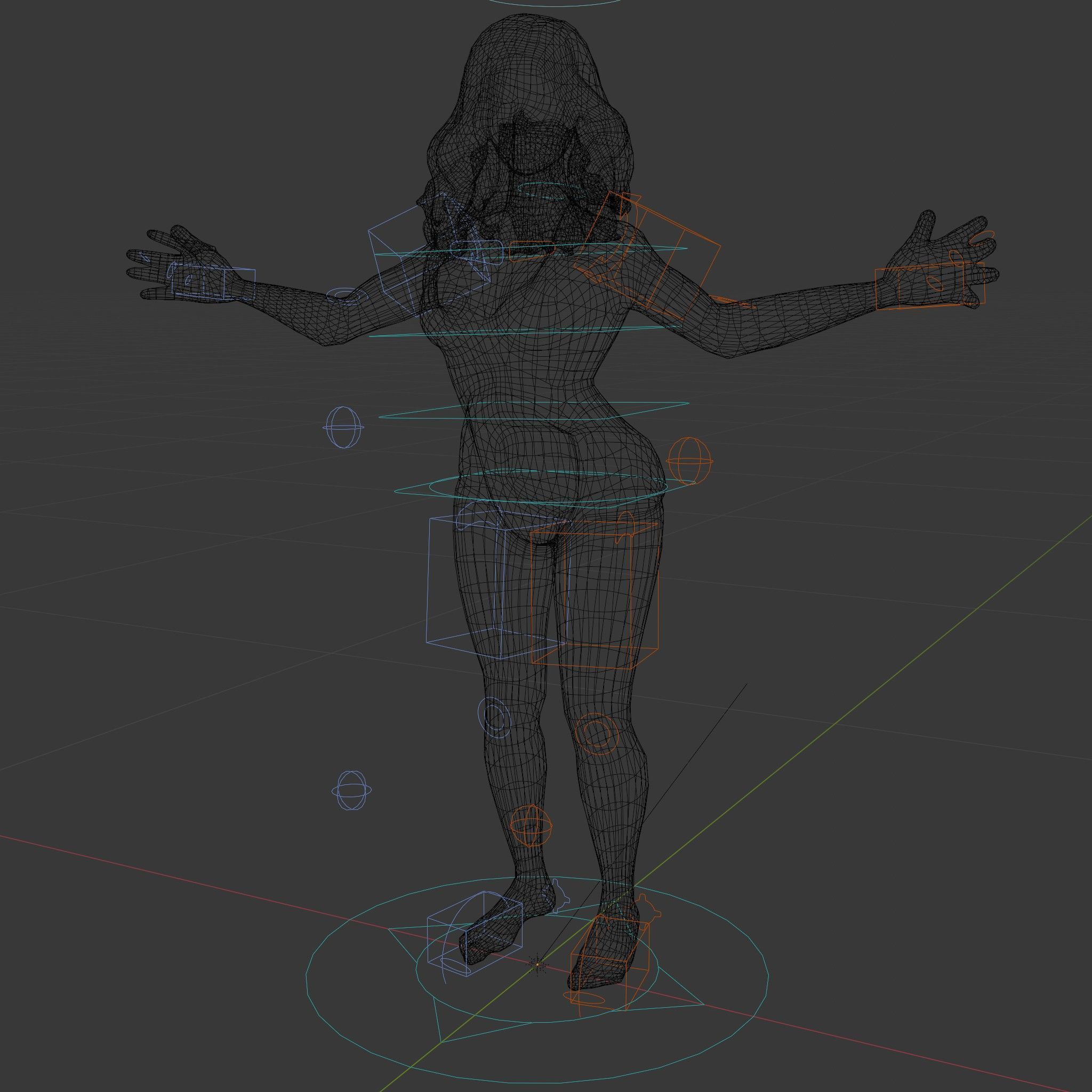 Redhead Female Swimsuit Model  Rigged and Animated Low-poly 3D model_6