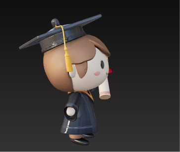Cute 3D Graduate Character Holding Diploma Low-poly 3D model_4