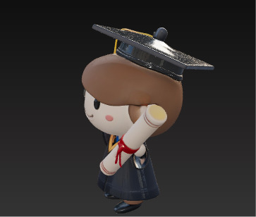 Cute 3D Graduate Character Holding Diploma Low-poly 3D model_10