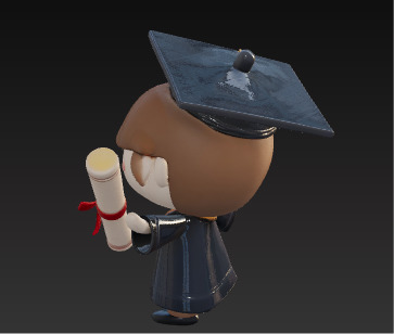 Cute 3D Graduate Character Holding Diploma Low-poly 3D model_9