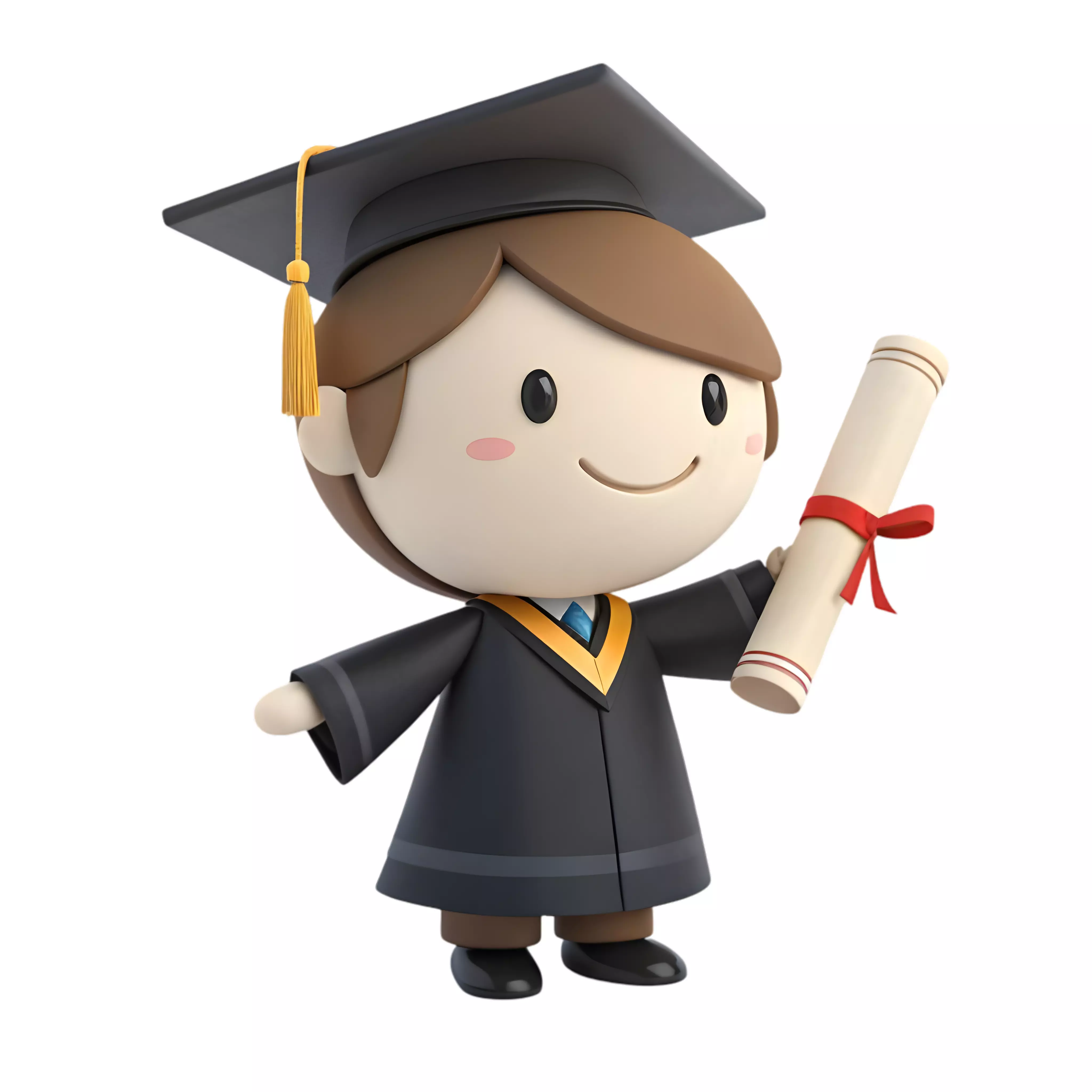 Cute 3D Graduate Character Holding Diploma Low-poly 3D model_0