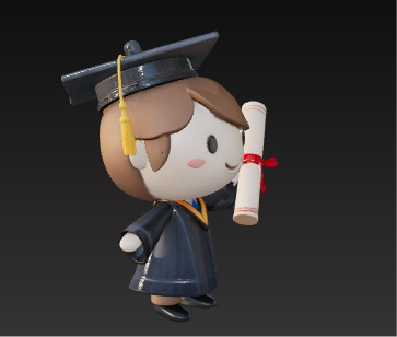 Cute 3D Graduate Character Holding Diploma Low-poly 3D model_3