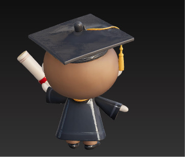 Cute 3D Graduate Character Holding Diploma Low-poly 3D model_7