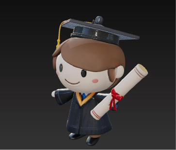Cute 3D Graduate Character Holding Diploma Low-poly 3D model_11