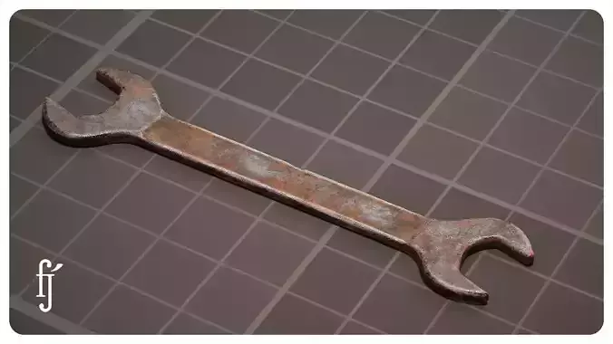 Rusty old iron wrench