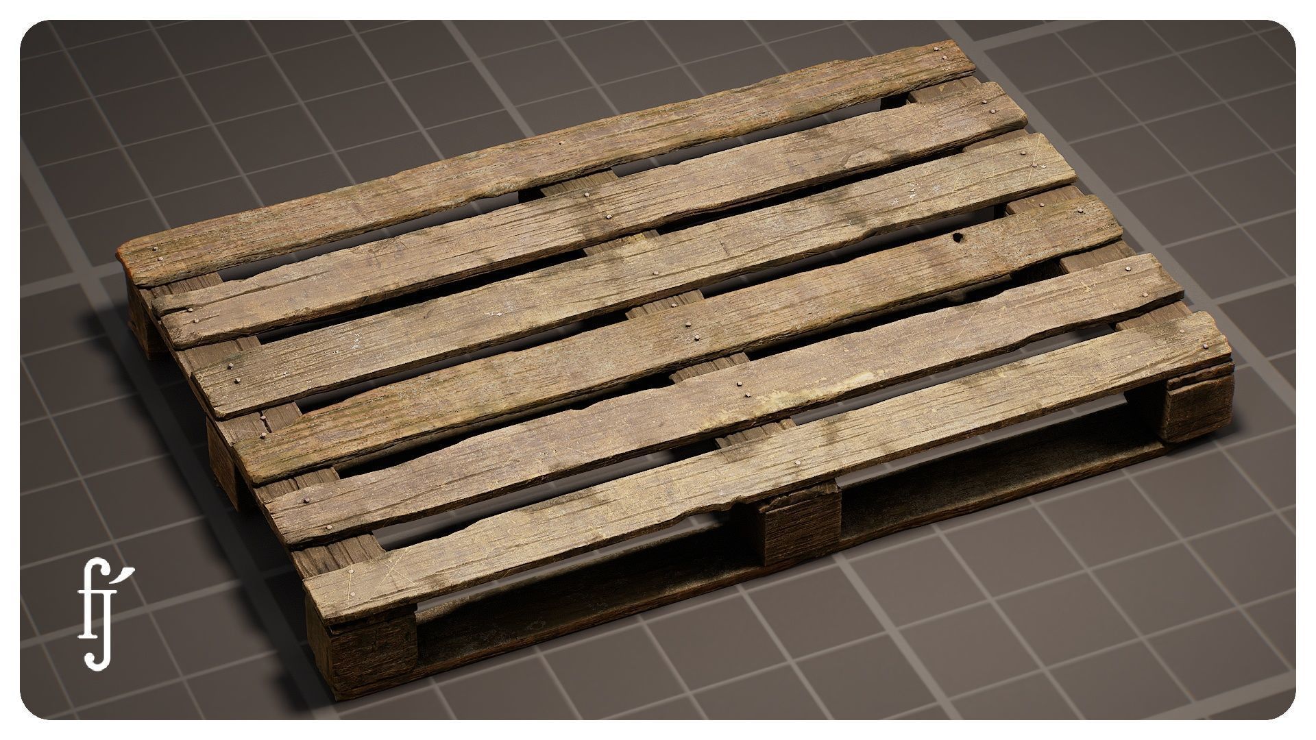 Old Wooden Pallet Low-poly 3D model_4