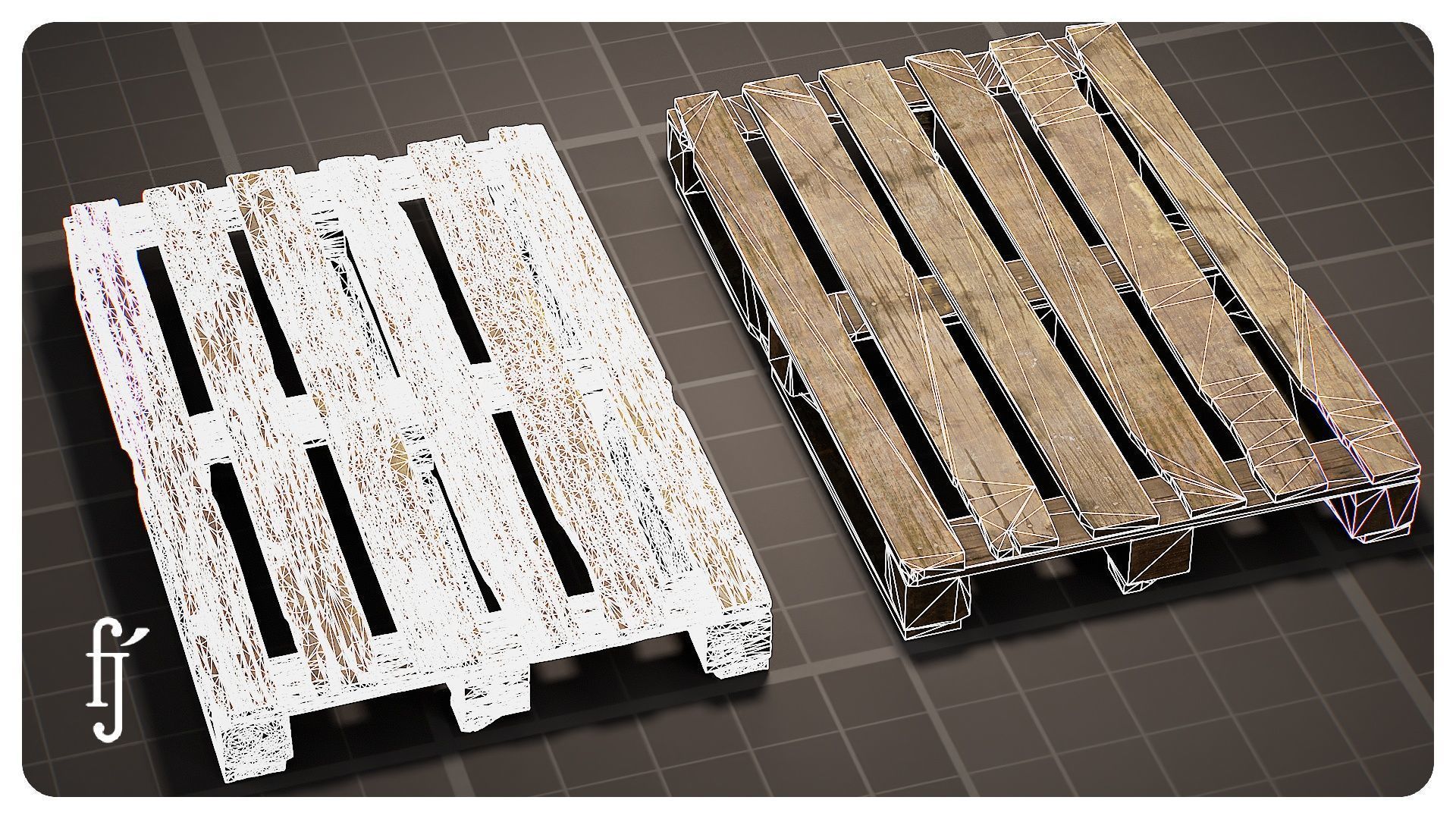 Old Wooden Pallet Low-poly 3D model_3