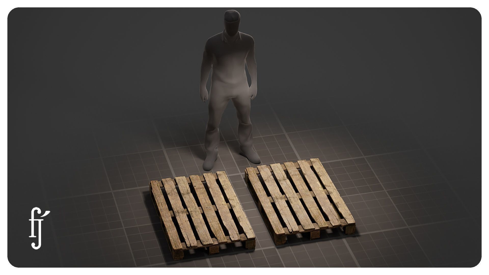 Old Wooden Pallet Low-poly 3D model_1