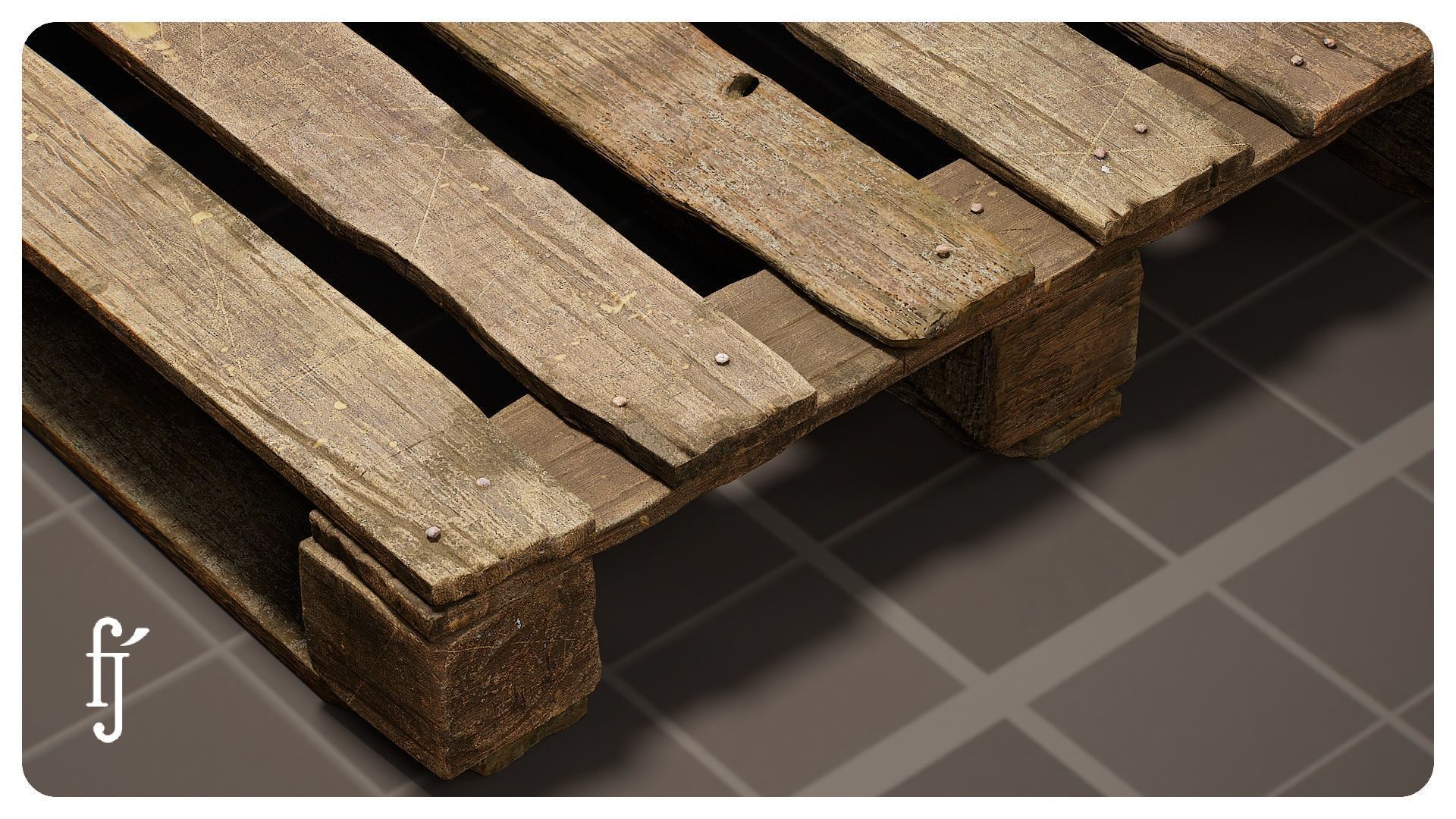 Old Wooden Pallet Low-poly 3D model_5