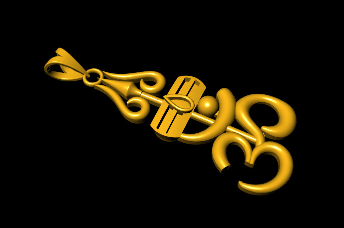  Trishul Om Swastik and Shivling Om Pendant 3D print model_9