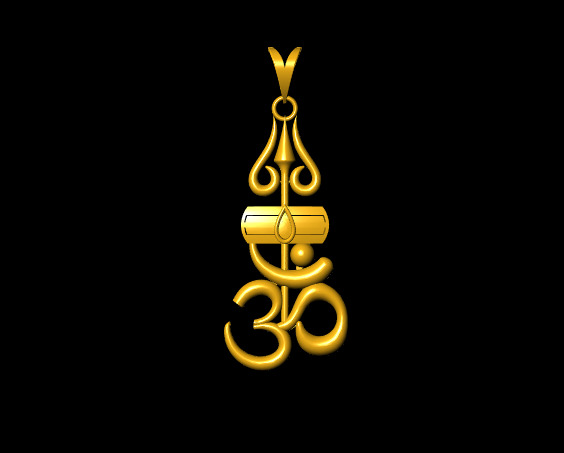  Trishul Om Swastik and Shivling Om Pendant 3D print model_1
