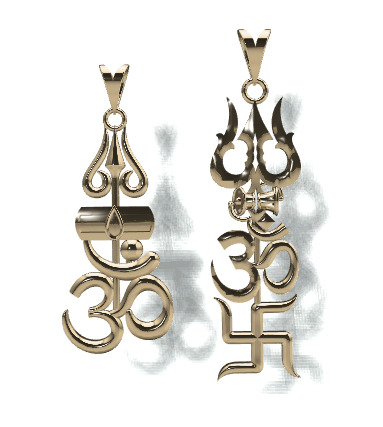  Trishul Om Swastik and Shivling Om Pendant 3D print model_8