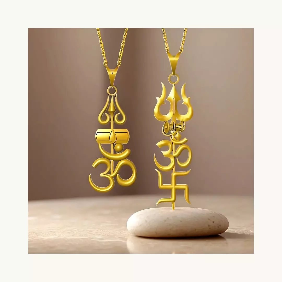  Trishul Om Swastik and Shivling Om Pendant 3D print model_0