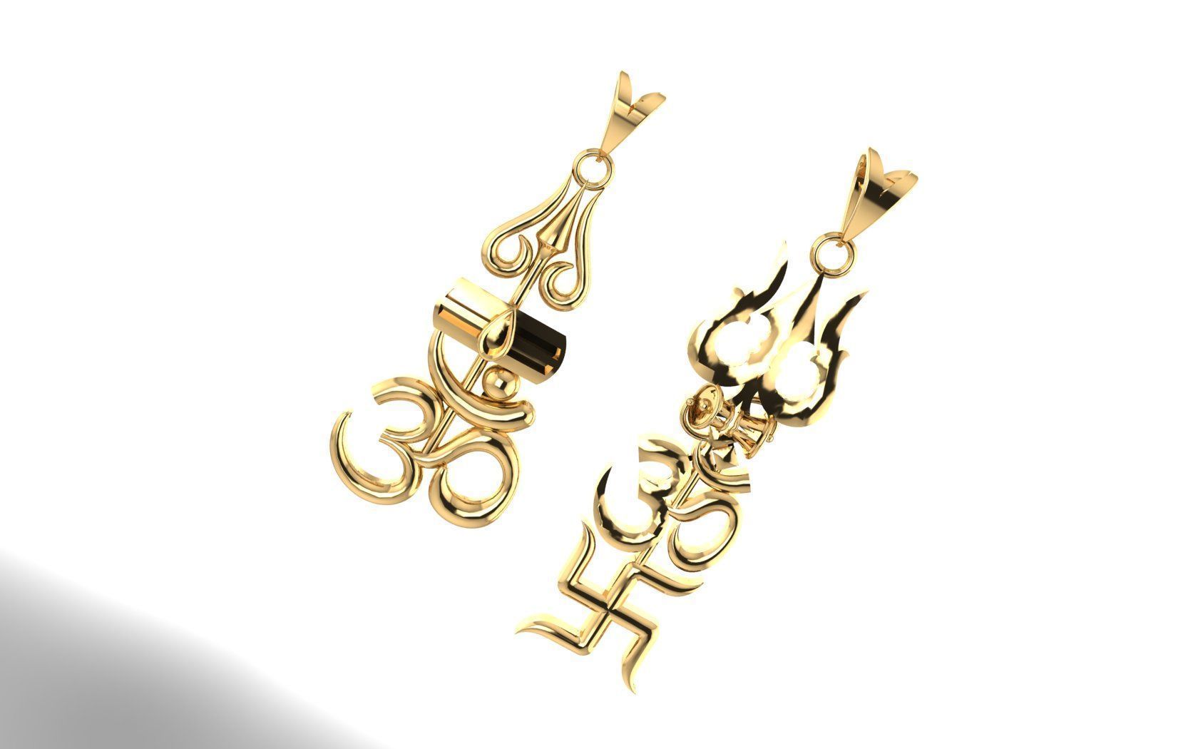  Trishul Om Swastik and Shivling Om Pendant 3D print model_14