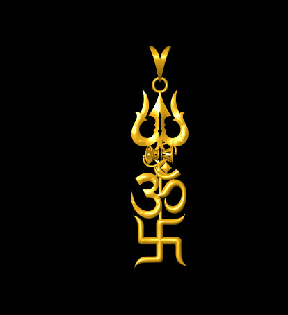  Trishul Om Swastik and Shivling Om Pendant 3D print model_12