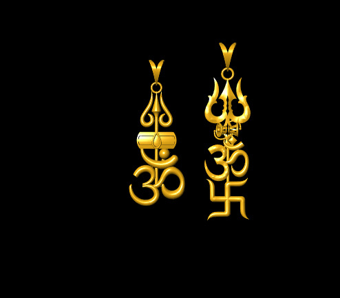  Trishul Om Swastik and Shivling Om Pendant 3D print model_3