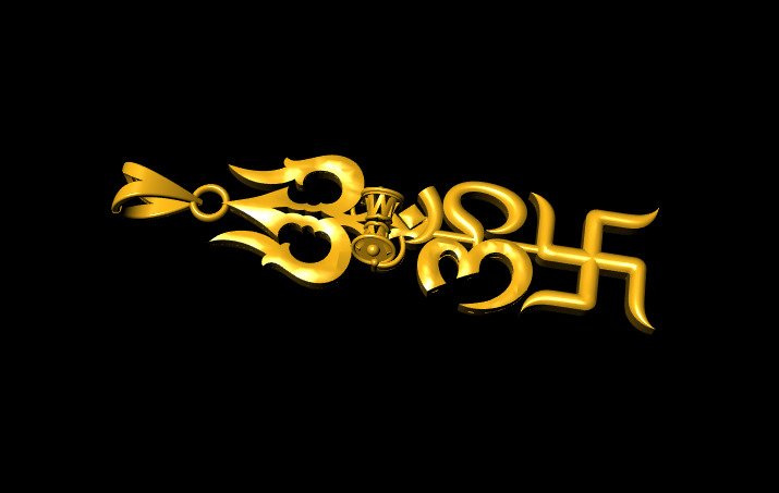  Trishul Om Swastik and Shivling Om Pendant 3D print model_15