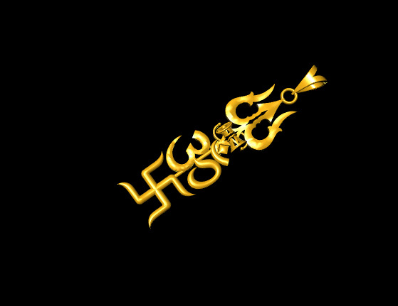  Trishul Om Swastik and Shivling Om Pendant 3D print model_16