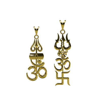  Trishul Om Swastik and Shivling Om Pendant 3D print model_6