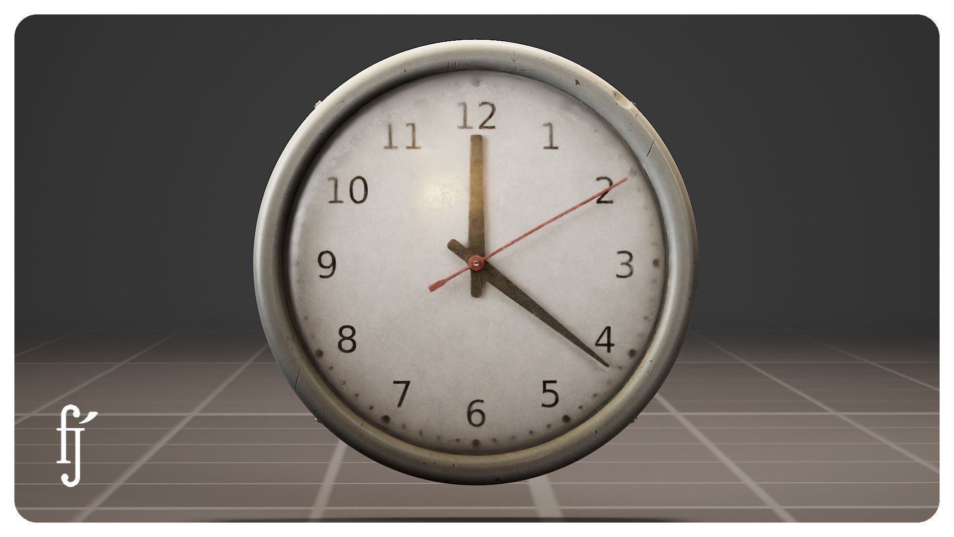 Analog Round Wall Clock Plastic 3D model_4