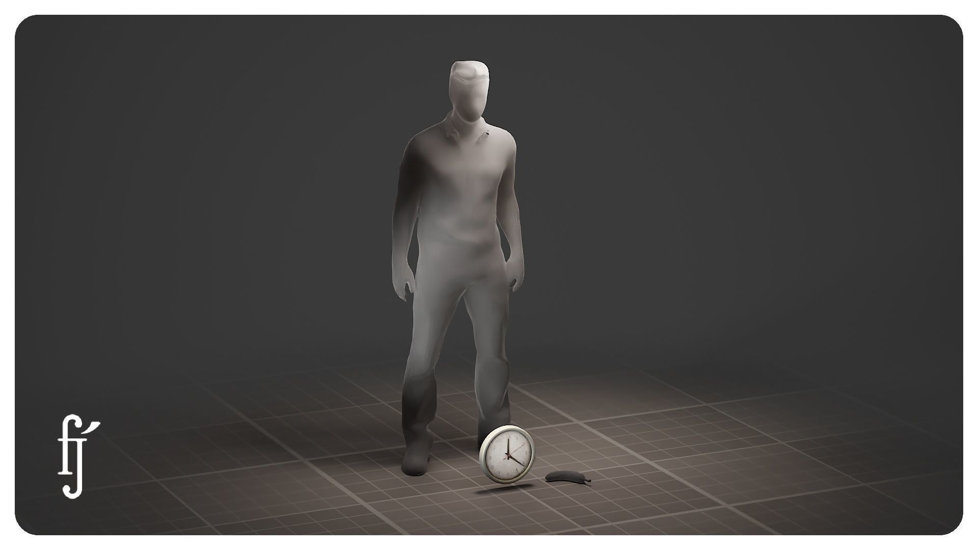 Analog Round Wall Clock Plastic 3D model_5