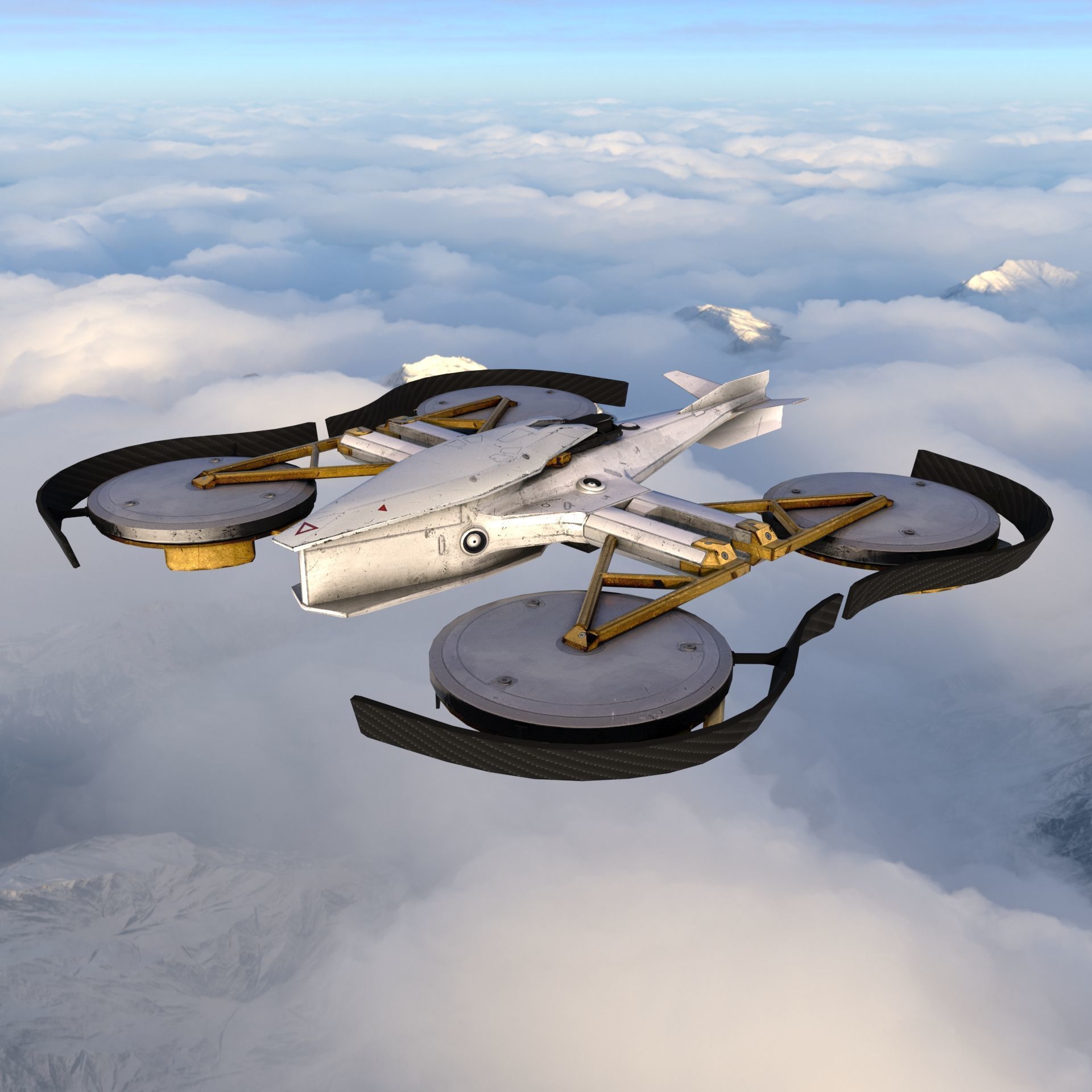 Futuristic VTOL Drone - Low Poly PBR 3D Model Low-poly 3D model_3